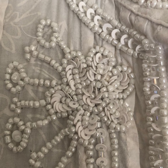 Lilly Pulitzer Sarasota White Beaded Pleated Patterned Tunic Top XS Blouse - Picture 9 of 16